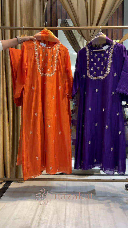 NAZ - 04 Mul Chanderi Zardozi work Suit Set