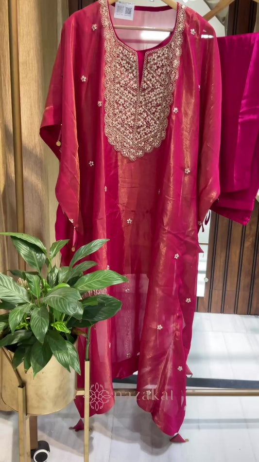 Tissue Gotta Patti Kaftan Set(Plus sizes Customisable)