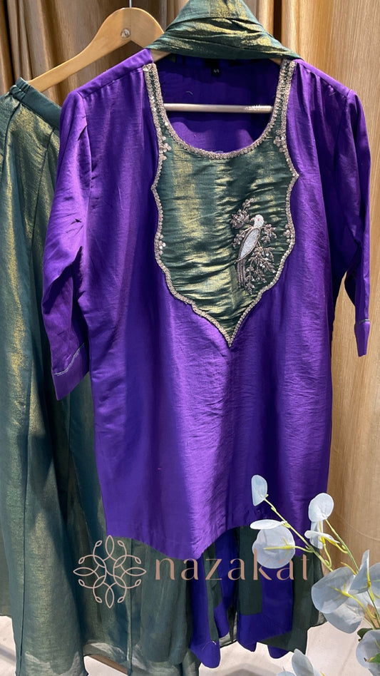 Pure Mul Chanderi Kali palazzo set( Plus Size Customizable) - nazakatjaipurnazakat_jaipur