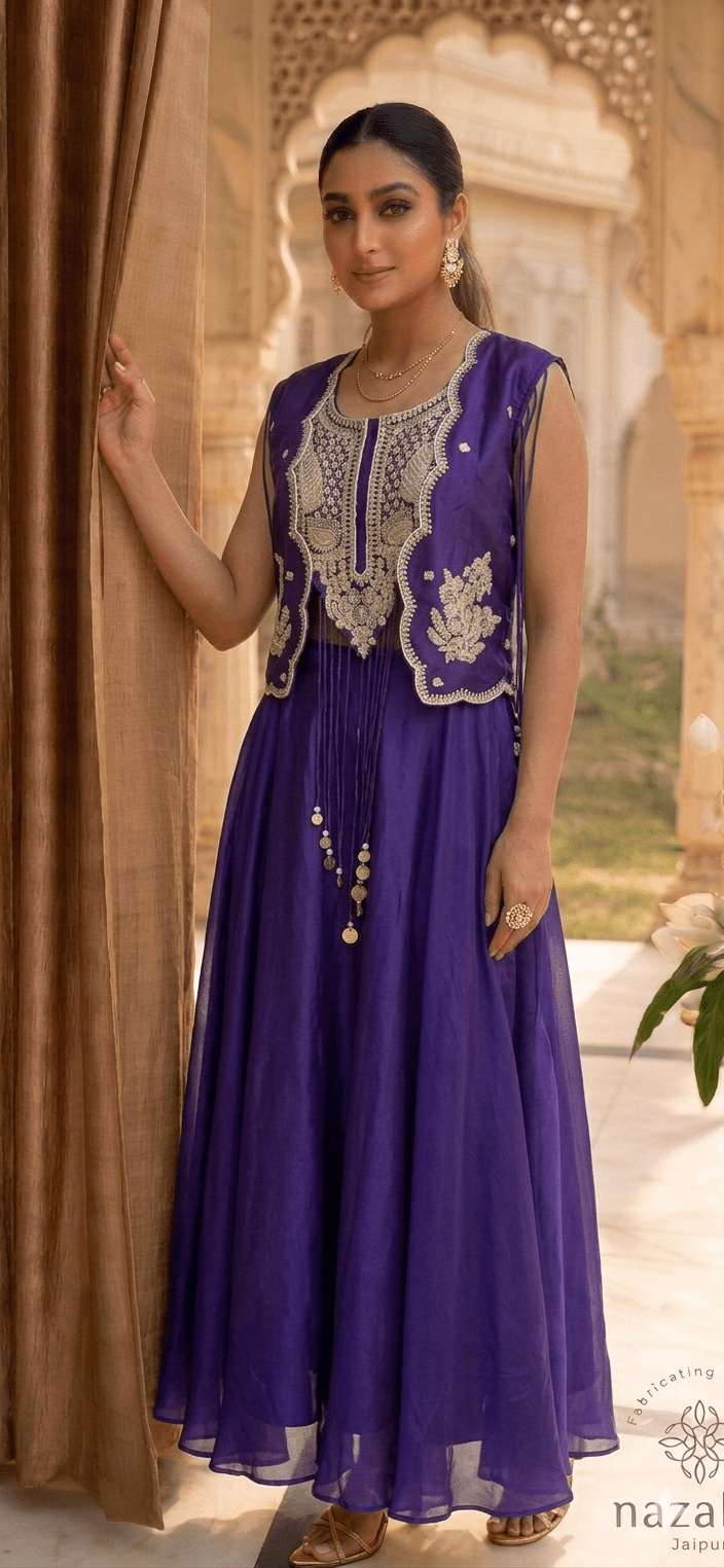 Regal Purple lehanga with dori work(Plus size Customization) - nazakatjaipurnazakat_jaipur