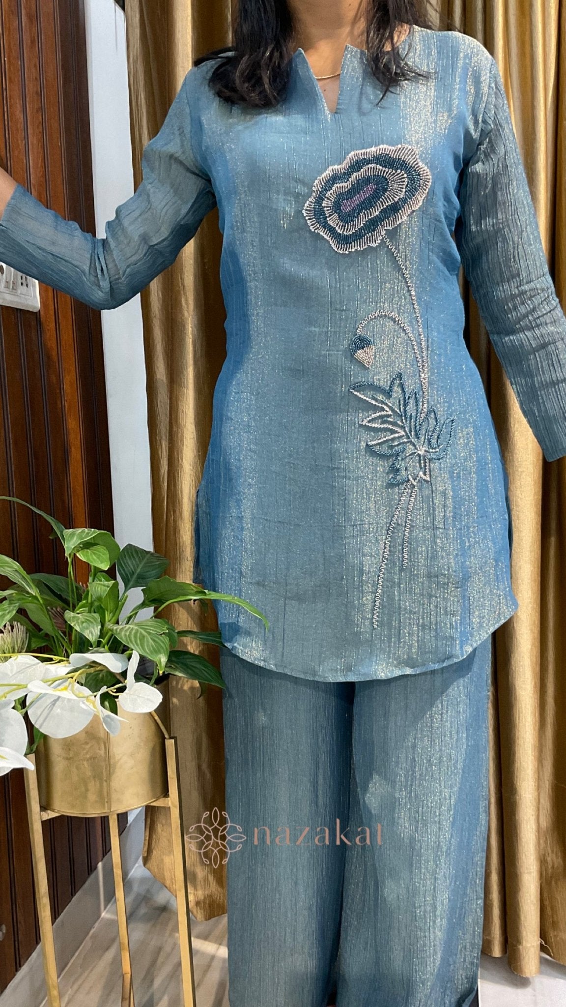 Tissue Floral boota Co - ord Set - nazakatjaipurnazakat_jaipur