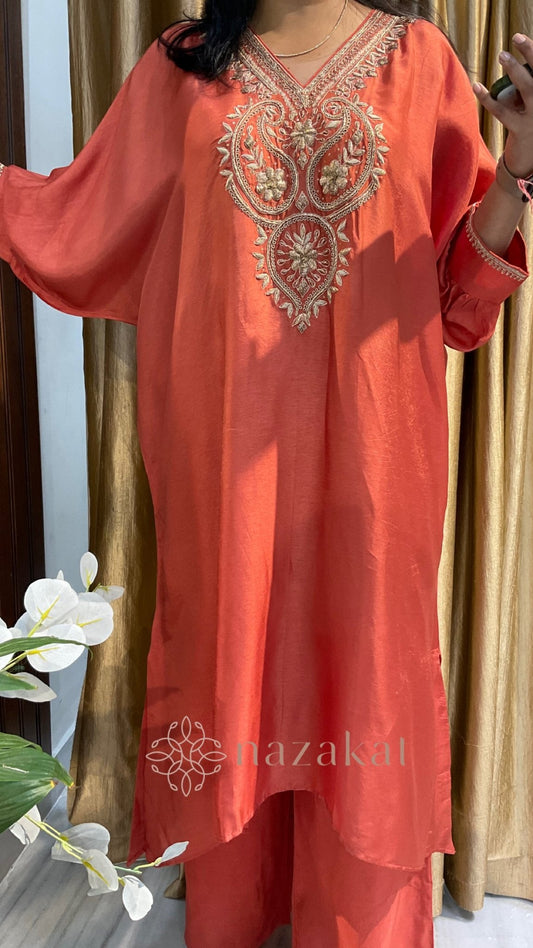 Zardozi Silk Kaftan Set - nazakatjaipurnazakat_jaipur