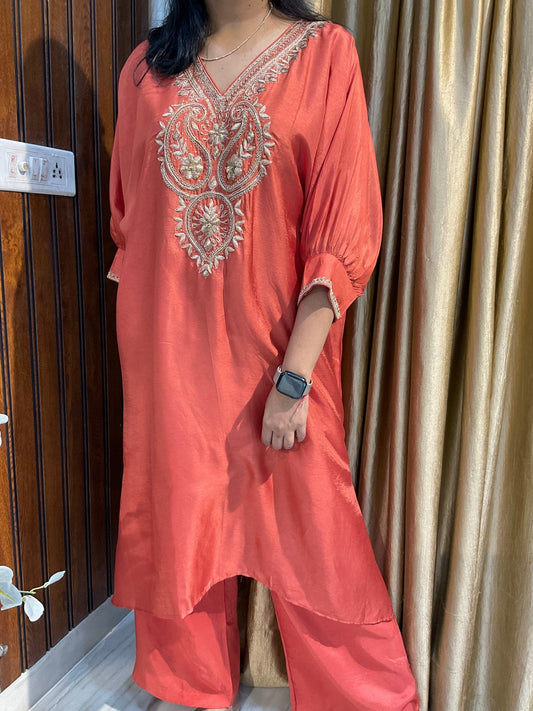 Zardozi Silk Kaftan Set - nazakatjaipurnazakat_jaipur